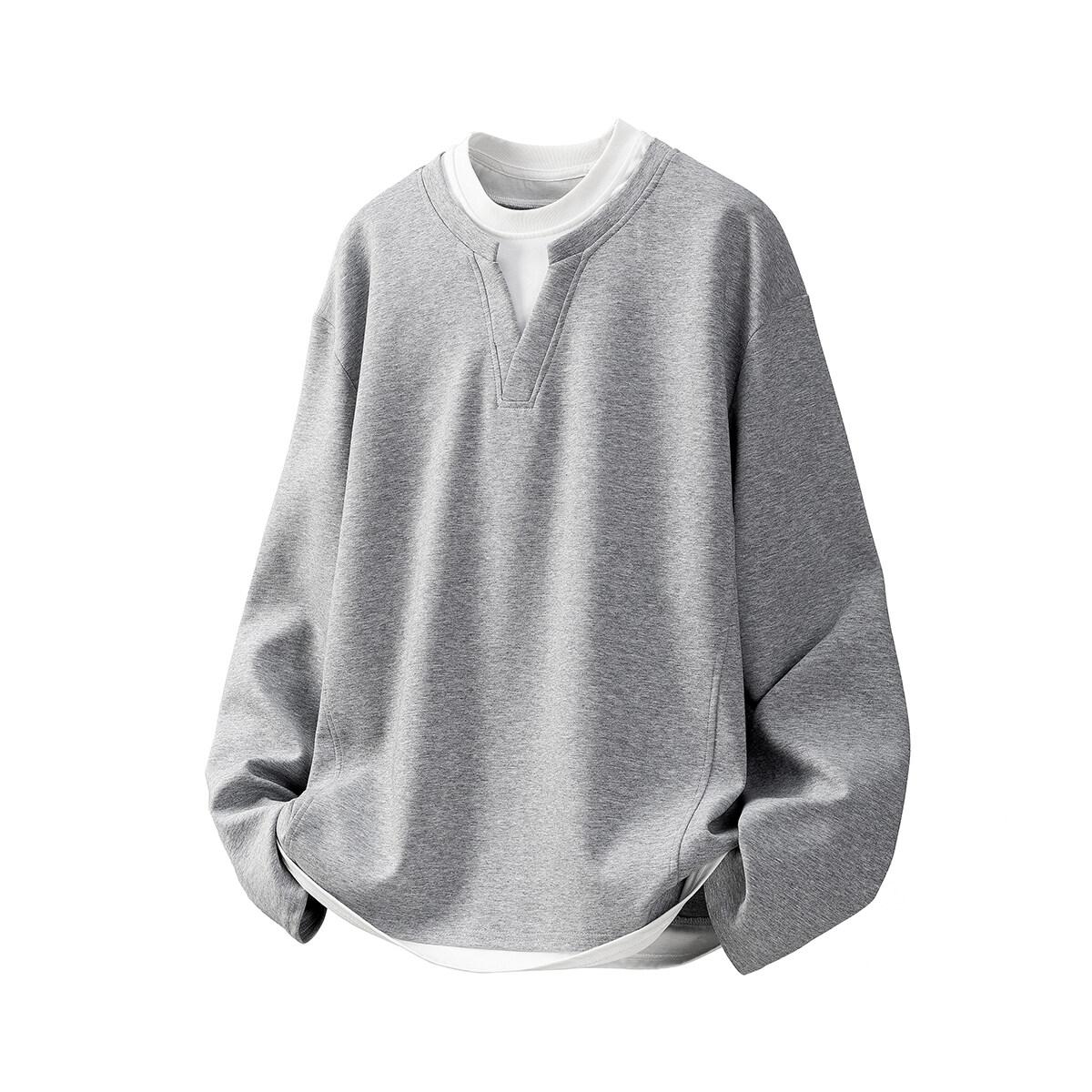 

2026 Spring Autumn Men Long Sleeve Tshirts Men Casual Fake Two Piece T-Shirts Male Patchwork Tops Tees Man Oversize T-Shirt 5XL