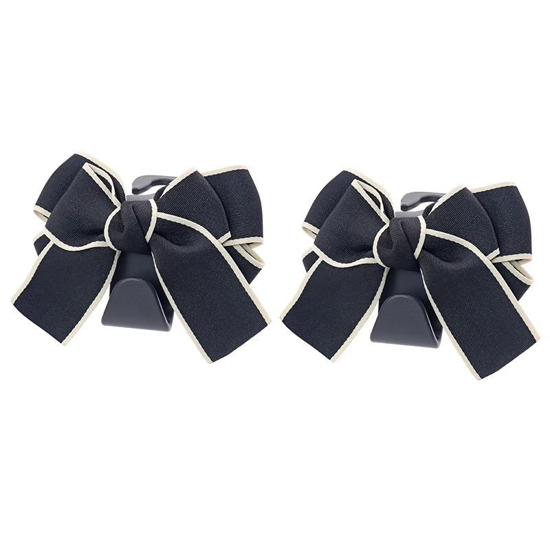 2pcs Cute Bow Car Seat Back Hooks Storage Hook Headrest Organizer Rack Grocery Bag Handbag DecorationInterior Accessories