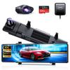4K Dashcam Innovative Model IPS Large Screen 64GB SD Front and Rear Cameras with IMX589 Wide Angle Mirror-type [2025 & 12-inch & Card] GPS, Sensor,