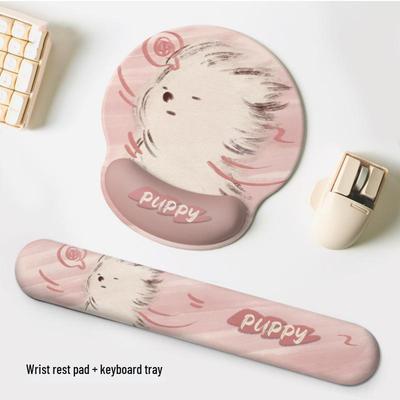 Cute Girl Dog Wrist Rest Mouse Pad & Keyboard Pillow for Office Desk