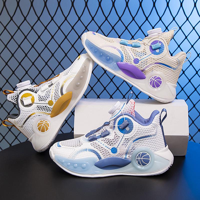 Children's Basketball Shoes 2025 Summer New Breathable Mesh Boys Professional Sneakers Medium and Older Boys Sports Shoes
