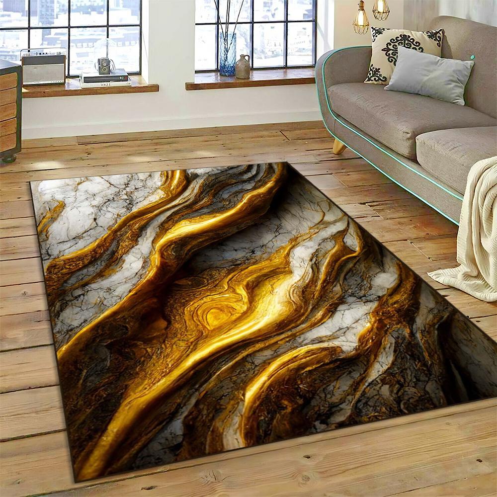 3D Barevná Mramorová Mapa Světa Modrá Zelená Zlatá Koberec Kobereček pro Domov Obývací Pokoj Ložnice Pohovka Rohožka Dekor, Dětský Koberec Protiskluzová Podložka