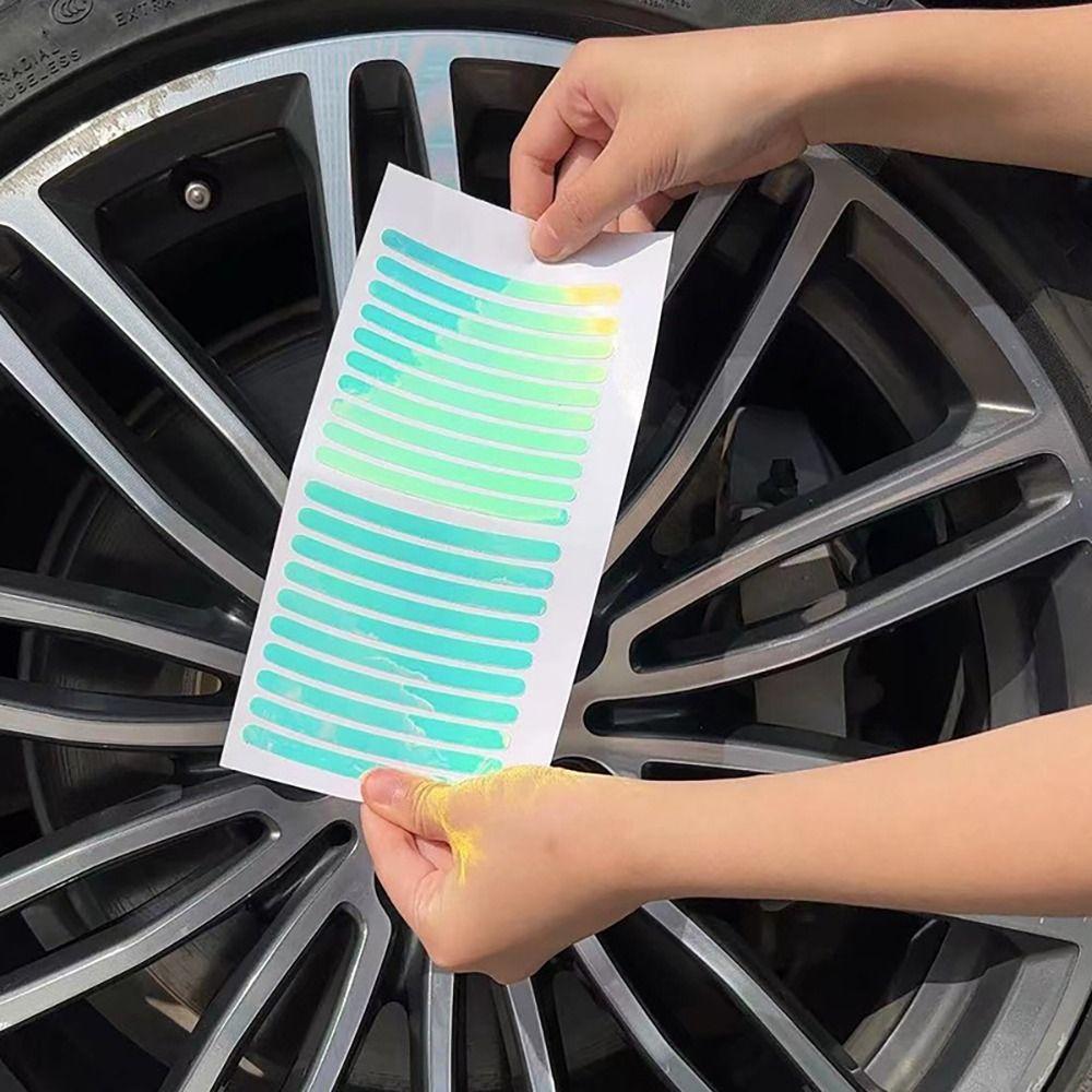 20PC  Wheel Hub Reflective Sticker Universal Fluorescence Luminous Stripe Tape Car Motorcycle Decals Night Driving Safety