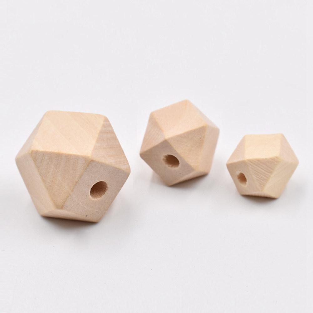 10pcs/20pcs Polygon Shape Natural Wood 10mm 12mm 14mm 16mm 20mm 25mm 30mm Loose Beads for DIY Crafts Woodcraft Jewelry Bracelet Making Accessories