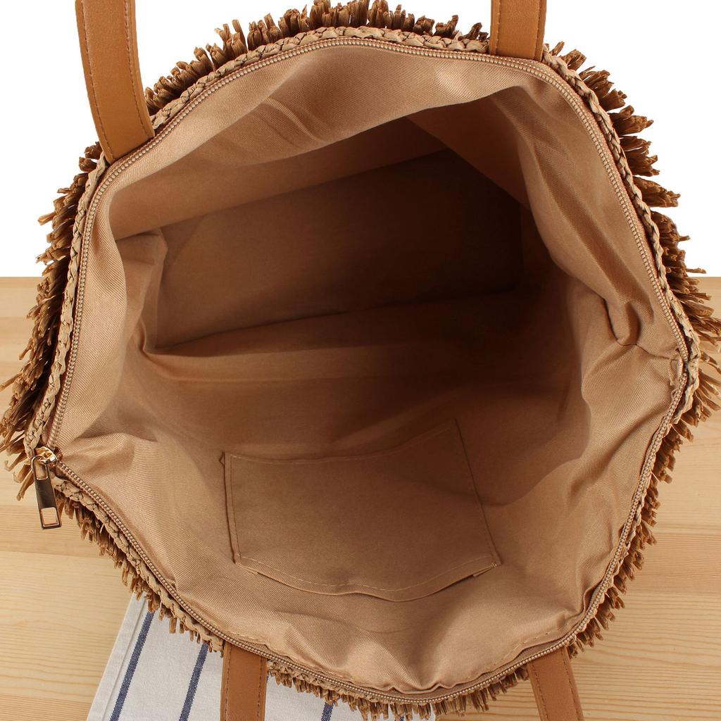 Stylish Niche Frayed Edge Woven Tote Bag - Spacious for Daily Leisure, Vacation & Minimalist Fresh Women’s Design