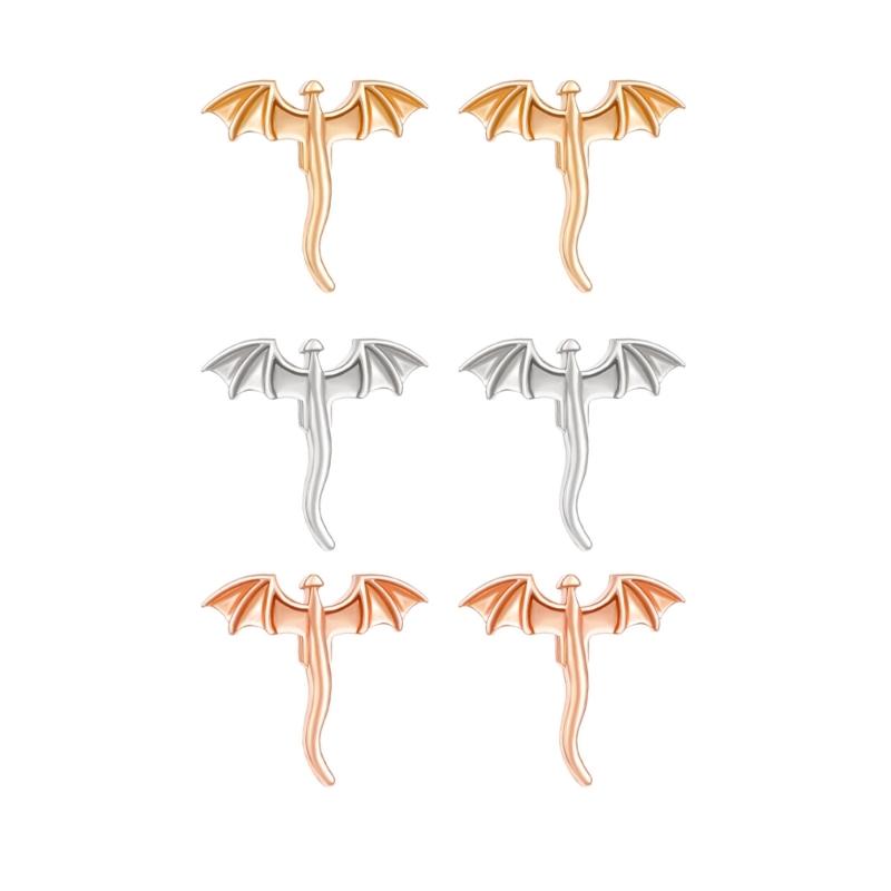 Fashion Small Dragon Studs Earrings Statement Earring Copper Texture Ear Studs Ears Accessory Present for Woman and Girl