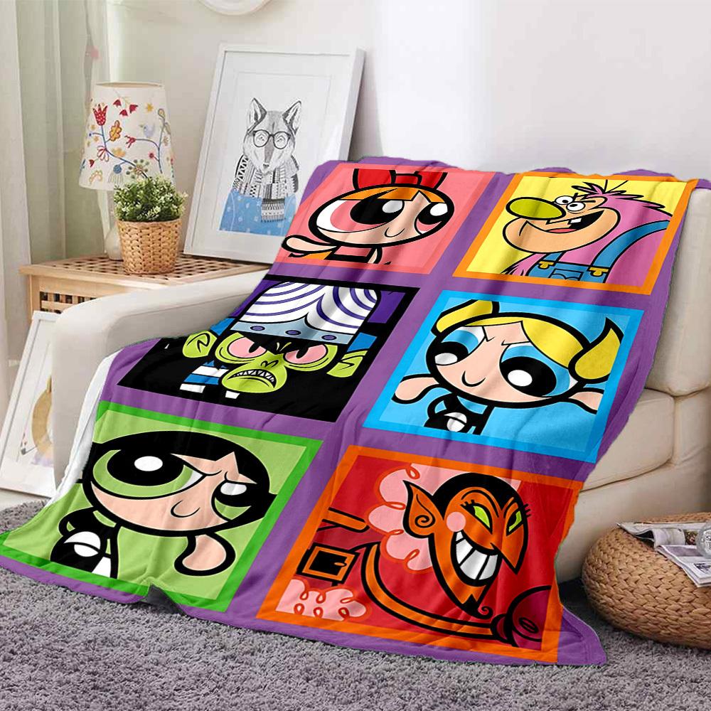 1PC Powerpuff Girls Blanket Soft Warm All Season Throw for Sofa, Bed, Car, Office Vibrant Colorful Design, Durable & Cozy Gift
