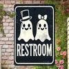 Halloween Ghosts Restroom Sign 8x12 Inches Haunted House/Spooky Party Decor Unique Housewarming Gift & Bedroom/Fall Decor