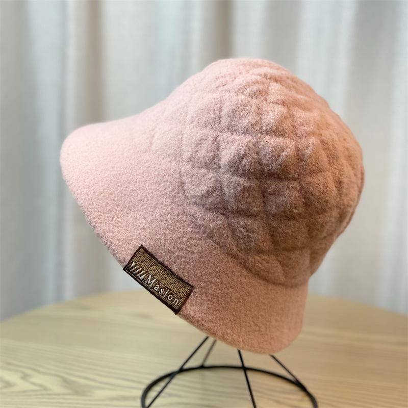 New Winter Bucket Hat Women's Fashion Twist Pleated Warm Bucket Hat Solid Color Cold Hat