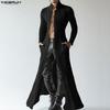 INCERUN Men Stand Neck Long Sleeve Open Front Texture Long Cardigan Coats
