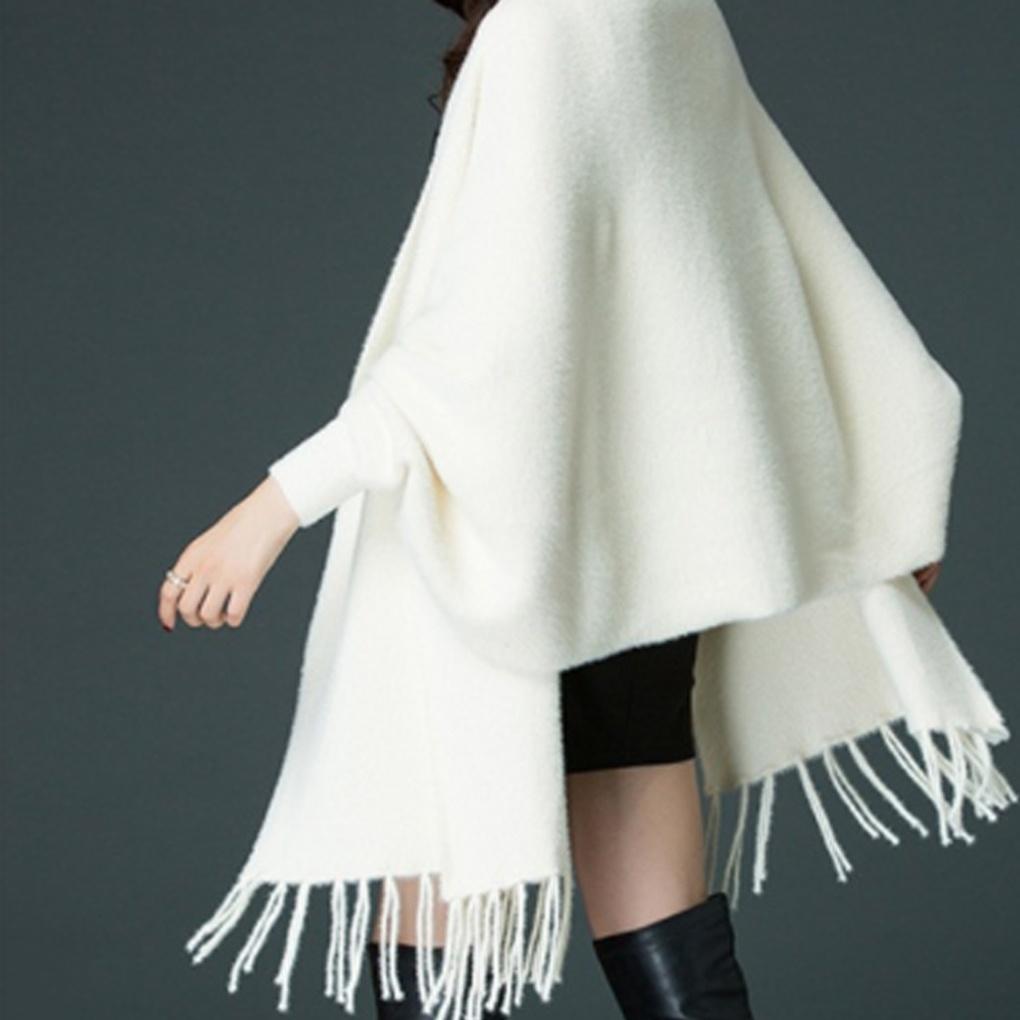 Cashmere Winter Faux Mink Cardigan Shawl White Muffle Shawl