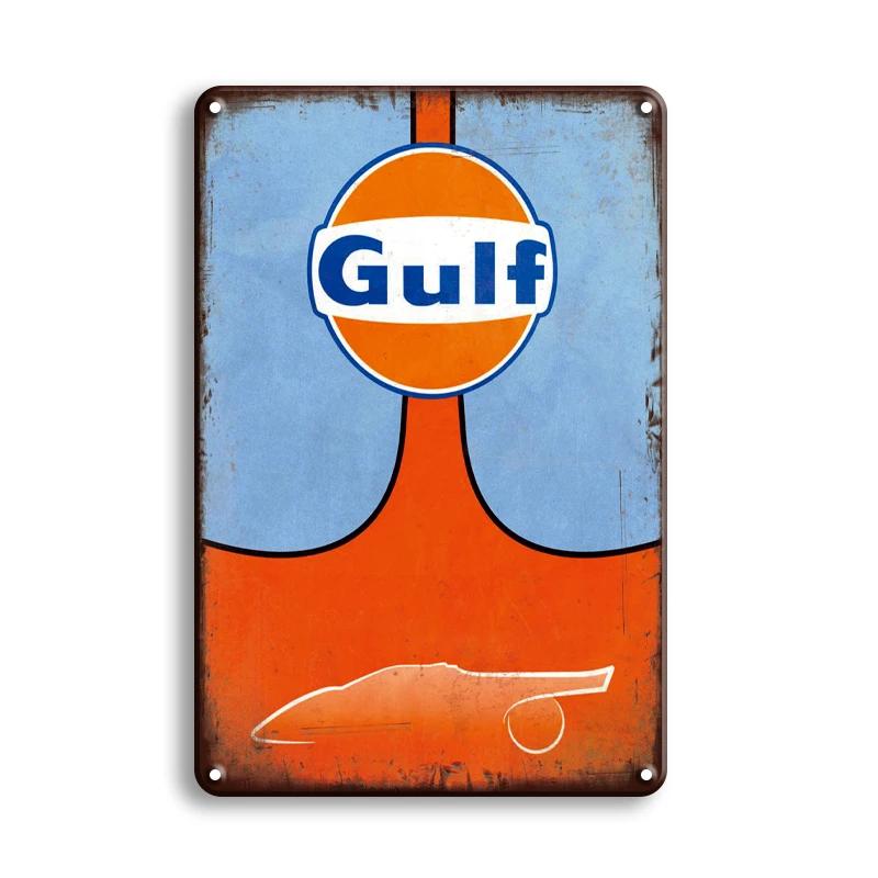 Vintage Decor Shabby Chic Metal Tin Signs Gulf Esso Agip Man Cave Wall Decoraion Motor Oil Garage Wall Stickers Gas Decor Pla