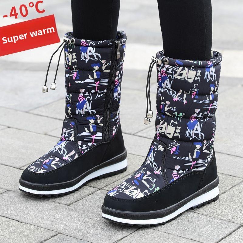 

Жіночі зимові черевики на платформі Зимові черевики з товстого плюшу Водонепроникні протиковзкі черевики Модне жіноче зимове взуття Тепле хутро Botas 38