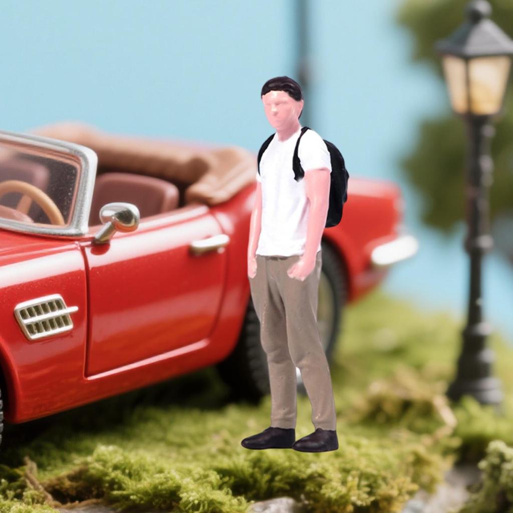 1/64 Miniature Male Figure ,Tiny People Mini Collectibles Painted Resin for Model Trains