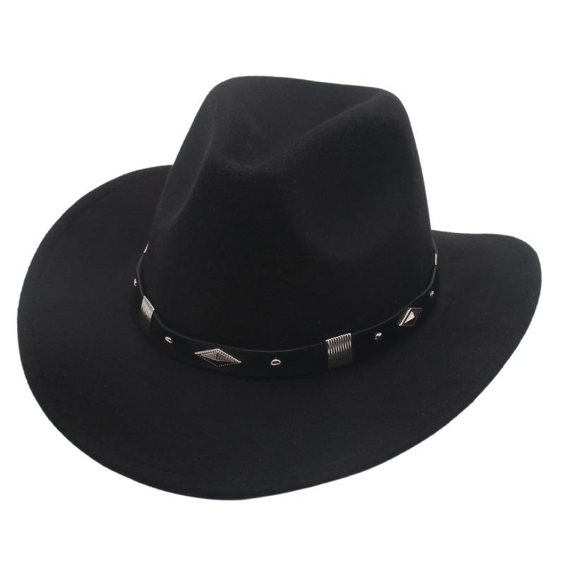 Upturned Cowboy Hat Western Wind Curved Edge Metal Accessories Top Hat Men'S And Women'S Hats
