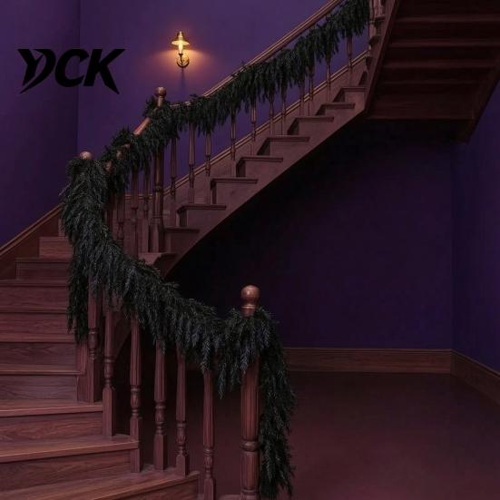 Haunted House Party Decorations Black Halloween Garland, Spooky Artificial Cedar Vine for Mantel Fireplace, Realistic Twisted Bionic Branch
