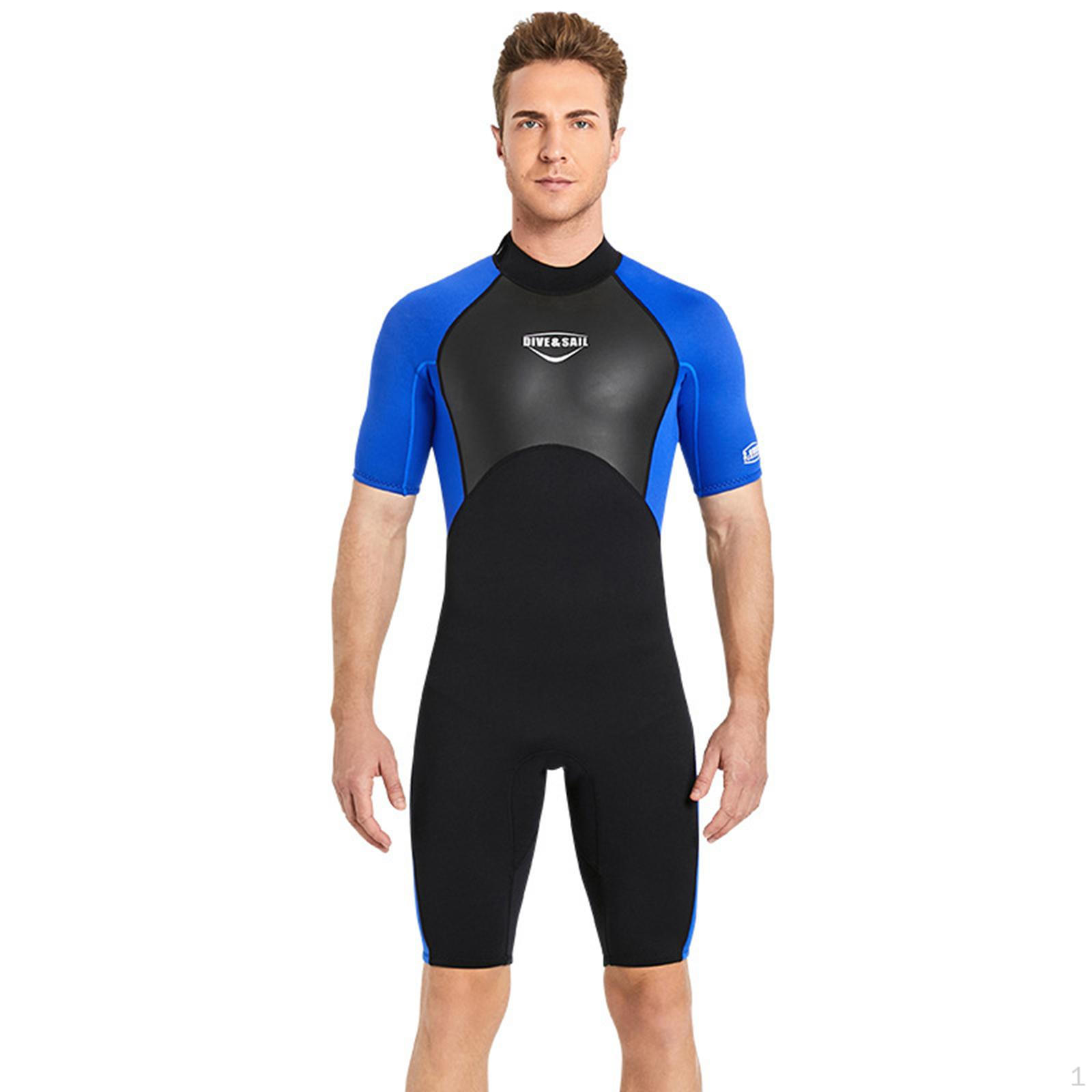 

2 мм Премиальный короткий гидрокостюм-шорти из неопрена, купальник с коротким рукавом для плавания, дайвинга Men Blue XXXL