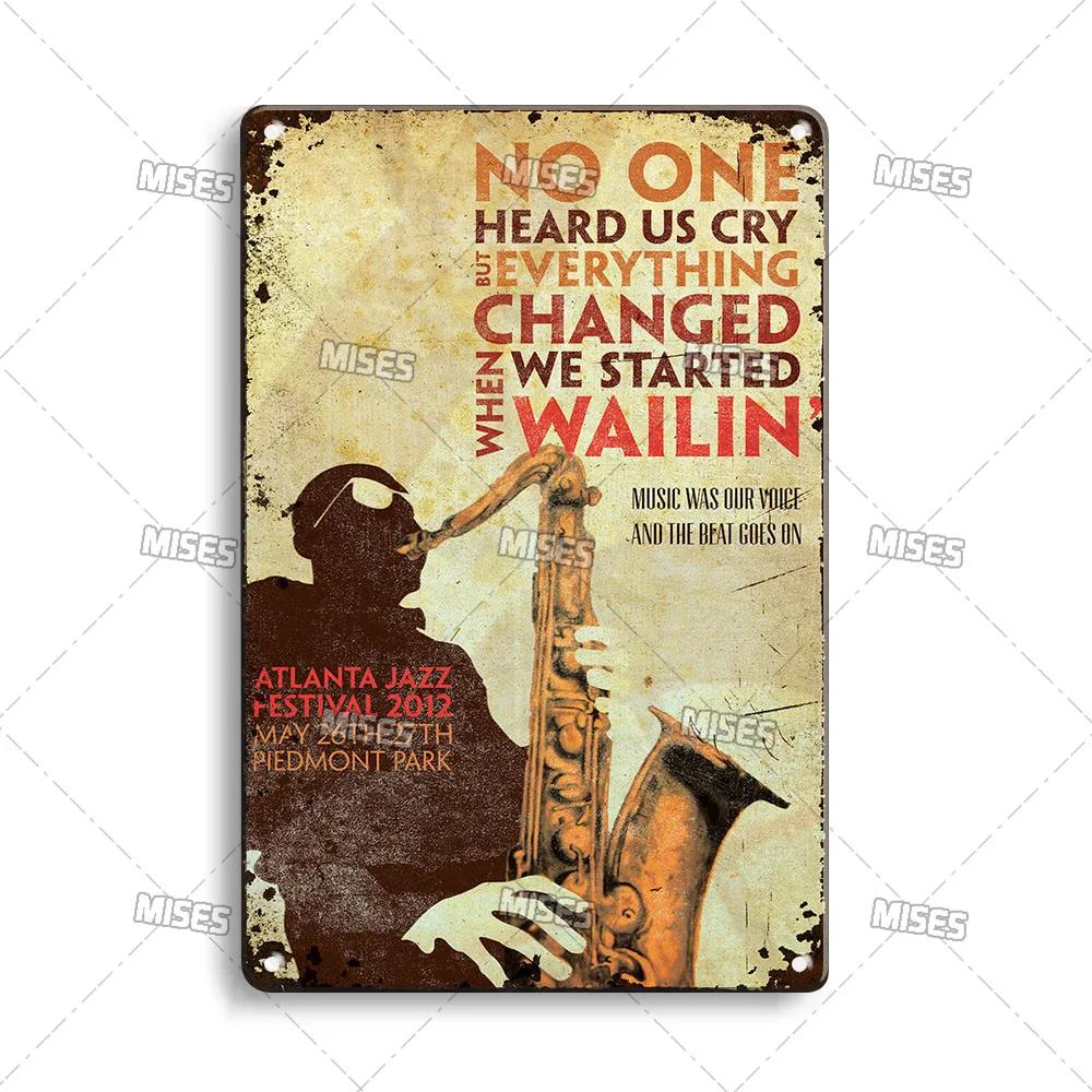 MISES JAZZ Metal Poster Vintage Metal Tin Sign Decorative Plate Metal Sign Music Metal Plaque Home Bar Studio Industrial Decor
