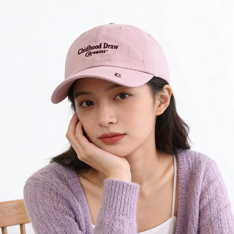 2026 spring and summer Korean peaked cap female high quality face small visor letter embroidered couple wide-brimmed baseball cap