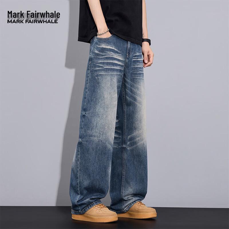 MARK FAIRWHALE Men's Loose Fit Retro Blue Jeans