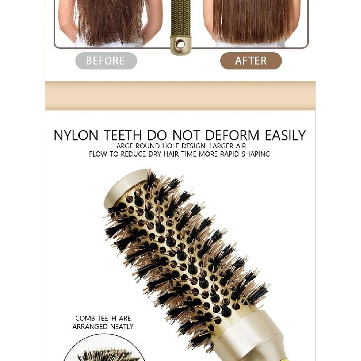 Aluminum Tube Round Barrel Hair Curling Brush Anti Static Round Rolling Brush Pro Barber Hair Rolling Brush Salon Styling Tools