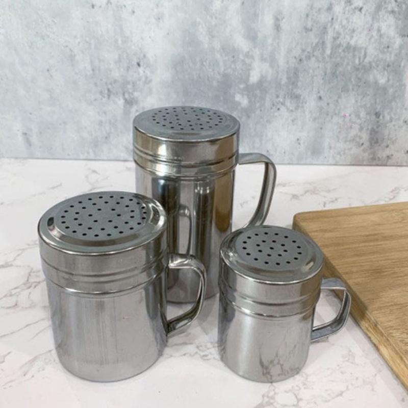 1Pcs Kitchen Tool With Handle Shaker Pepper Sugar Salt Stainless Steel Dispenser