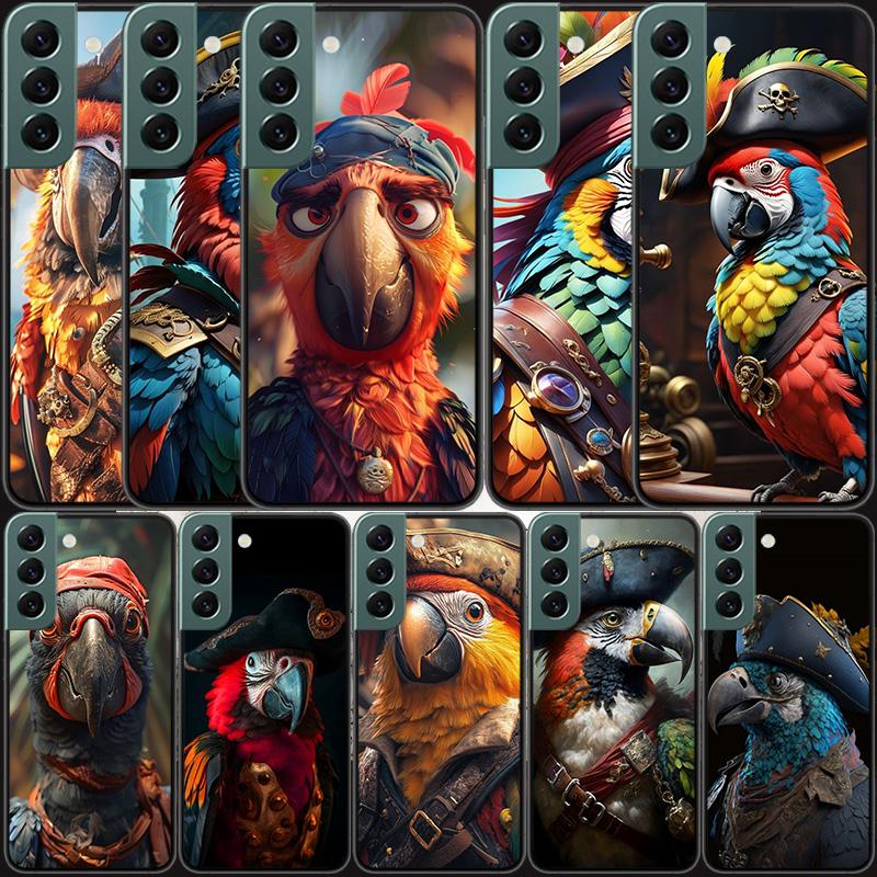 Macaw Pirate Phone Case For Samsung Galaxy S22 S25 Ultra S21 S10 Plus S26 Edge S20 S23 S24 FE Cover Silicone Soft TPU Clear