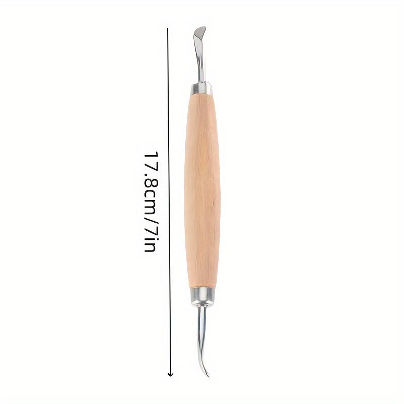 Double-Ended Leather Craft Modelling & Embossing Tool 1pc Wood Handle Carving Stamp Edger for DIY Leatherworking and Sculpting