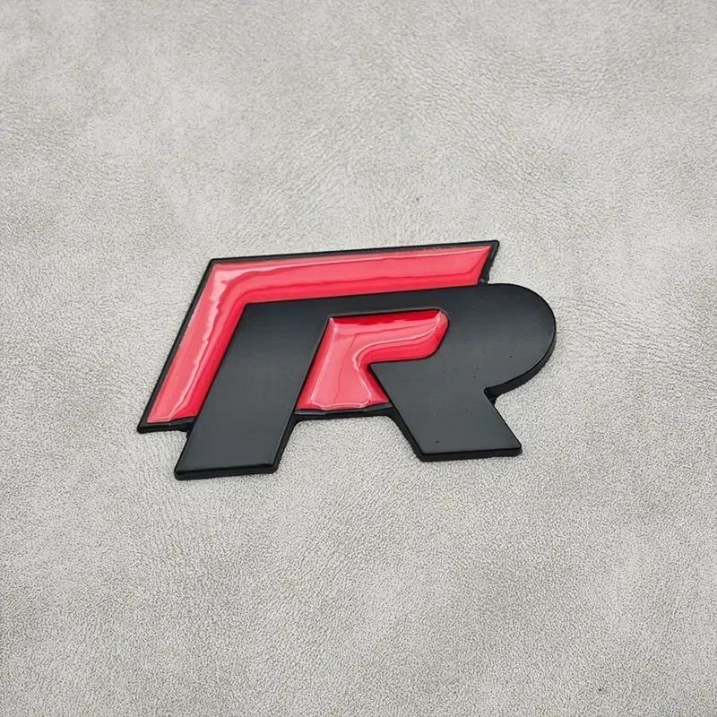 BSL1 Emblems 3D Metal R Line R Logo Front Grill Emblem Car Rear Trunk Sticker For Volkswagen VW R Line Golf 4 5 6 7 Touran Polo Acces ld2