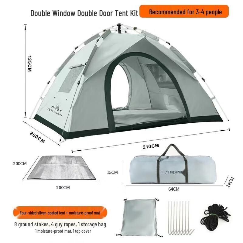 Feitule Automatic 3-4 Person Camping Tent Set
