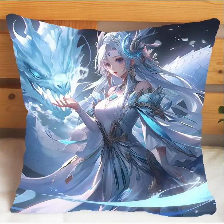 Arena of Valor Honor of Kings Xi Shi Polštář a Povlak na polštář Potah na polštářek Oboustranný tisk Plyšové Dekorační polštáře 40x40cm