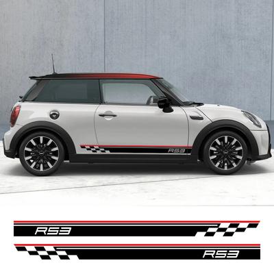 2Pcs Car Side Stickers For Mini Cooper S R53 JCW GP Racing Style Decor PVC Vinyl Decals Auto Modification Car Tuning Accessories