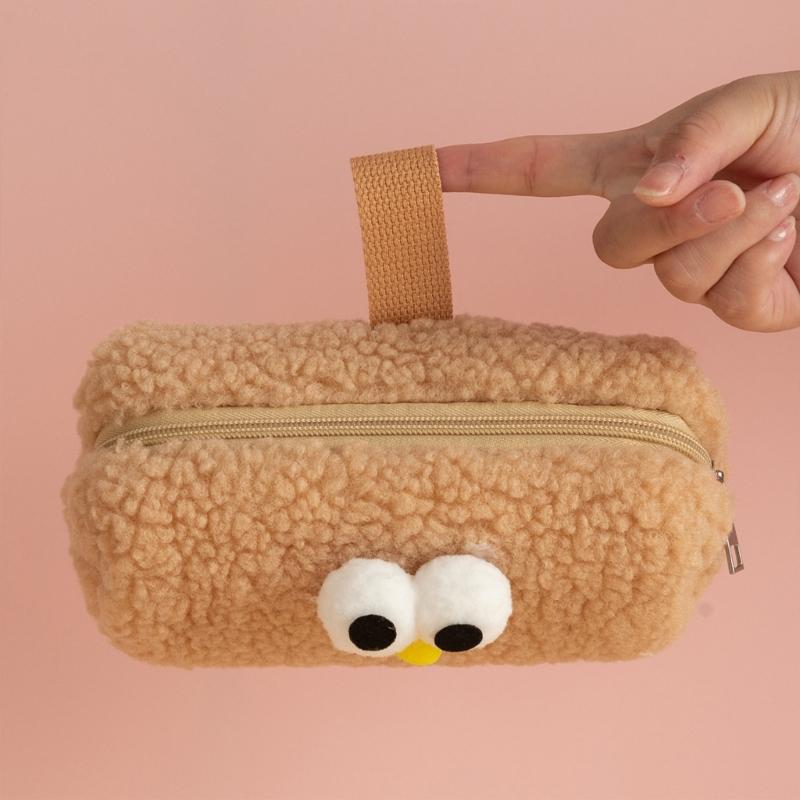 Cartoon Furry Pencil Pouches Plush Pen Pencil Storage Bag Pen Organizers Large Capacity Pencil Bag Travel Makeup Bag