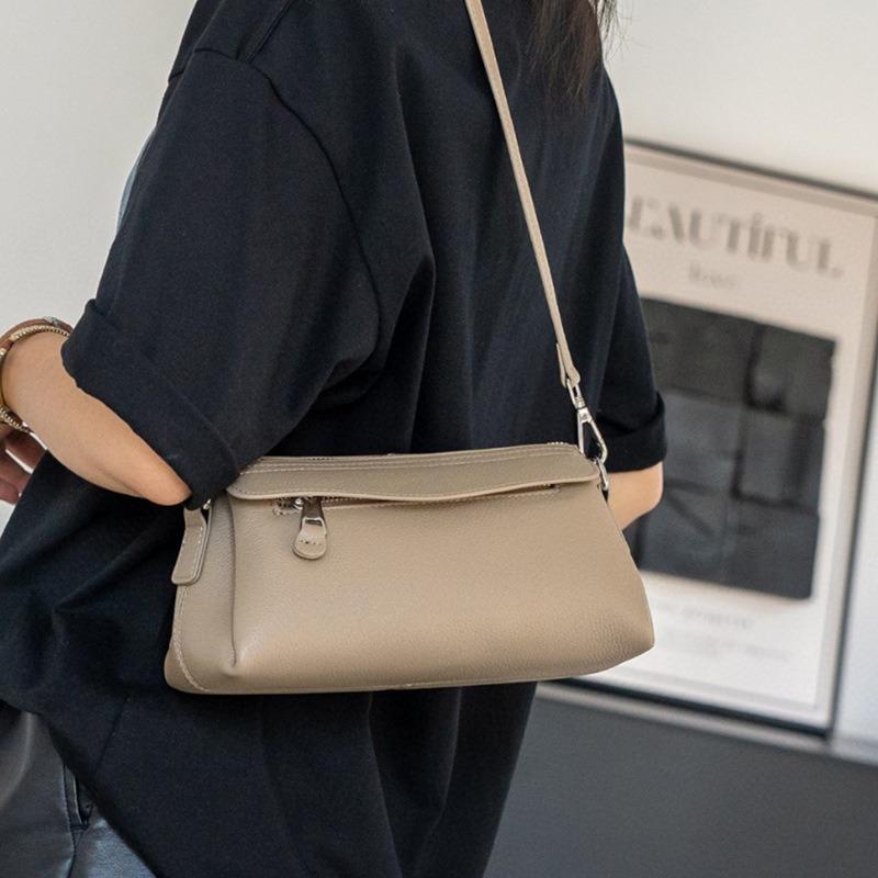 First layer cowhide shoulder bag retro classic simple fashion shell bag going out versatile messenger bag handbag