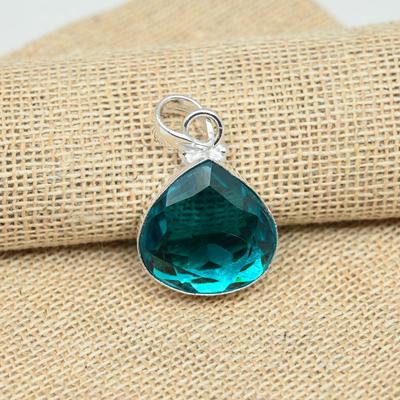 Fancy Aqua Apatite Gemstone Pendant 925 Sterling Silver Handmade Design Jewelry Pendant