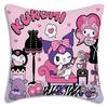 Kawaii Kuromi Sanrios Pillow Covers Cartoon Sofa Decorative Home Double-Sided Printing Short Plush Cute Cushion Cover