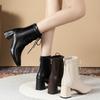 Stivali da Donna in Pelle 2024 Autunno Inverno Vendita Calda Cerniera Plateau Moda Conciso Sexy Maturo Tinta Unita Stivali Caldi Scarpe