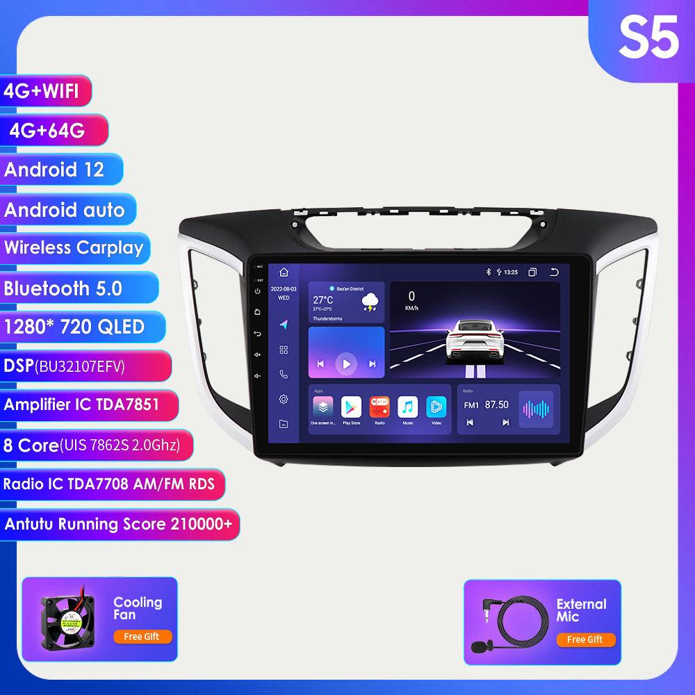 Hizpo 8+128 Android 12 Radio auto pentru Hyundai Creta IX25 2015 2016 2017 2018 2019 Player video multimedia Navigație GPS 2din Carplay 4G SWC Unitate principală