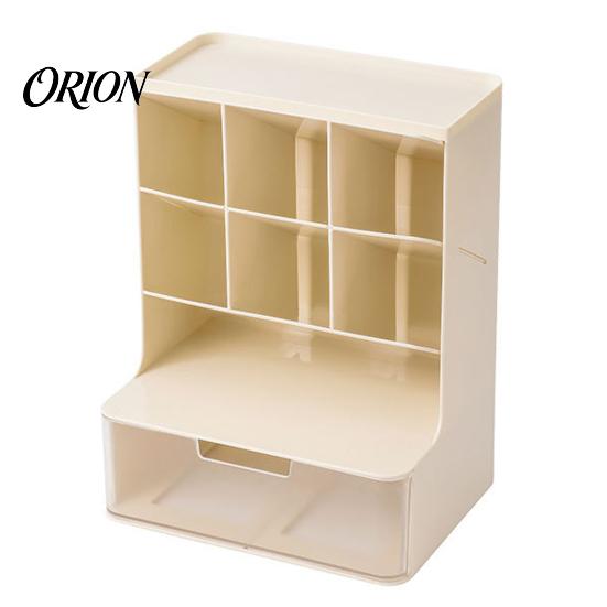 Stationary Organizer for Desk Pen Holder, with 6 Slanted Compartments And Drawer, Multi-Functional Drawer Large Capacity Desktop Storage School Office