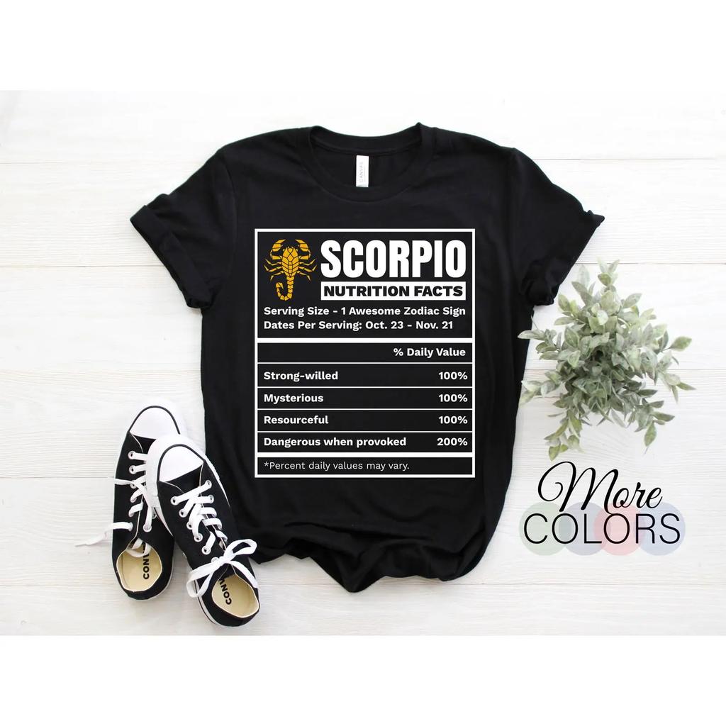 Scorpio Nutrition Facts Zodiac Sign T Shirt Astrology Horoscope Oct Nov Birthday Funny Traits Astrological Vintage