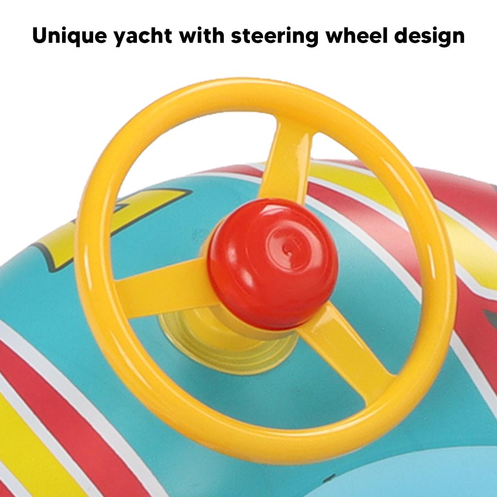 Yacht Pool Inflatable Yacht Steering Wheel PVC Anti Leakage Leg Holes Toddler Swim for Swimming