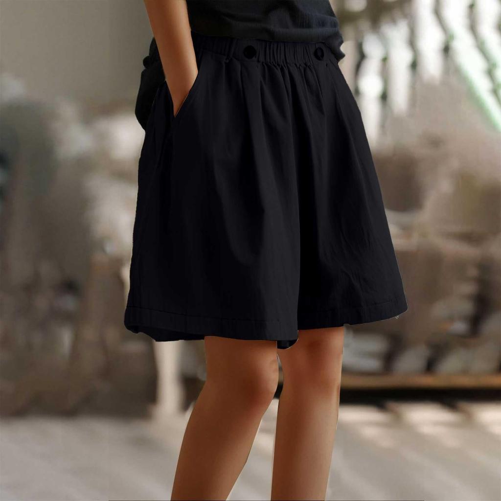 Women's Casual  Summer Elastic Beach Shorts  Solid Casual Shorts
