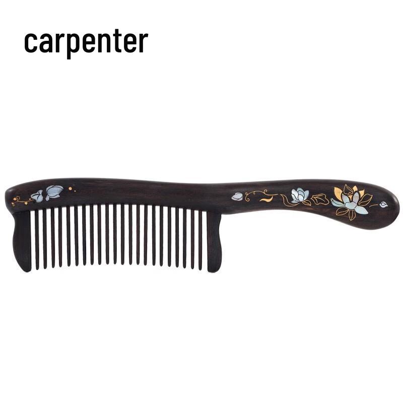 Коричневая расческа Mujiang из зеленого сандала с инкрустацией, подарочная коробка