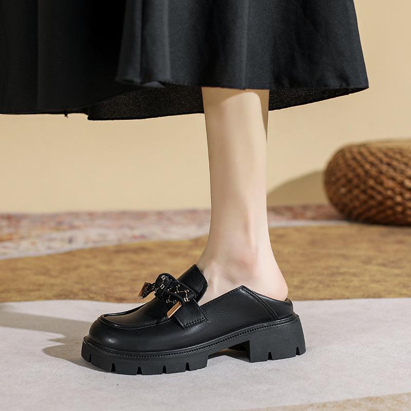 Inner Height Increase Small Leather Shoes for Women, British Summer New Platform Bow Small Size 3233 Single Shoes for Women