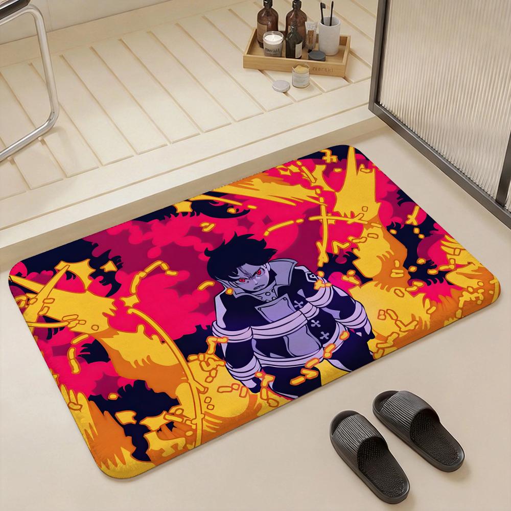 Anime F Fire Force Floor Mat Eco  Flannel Doormat Non Slip Odorless Indoor Floor Rug Soft Short Plush Home Mat