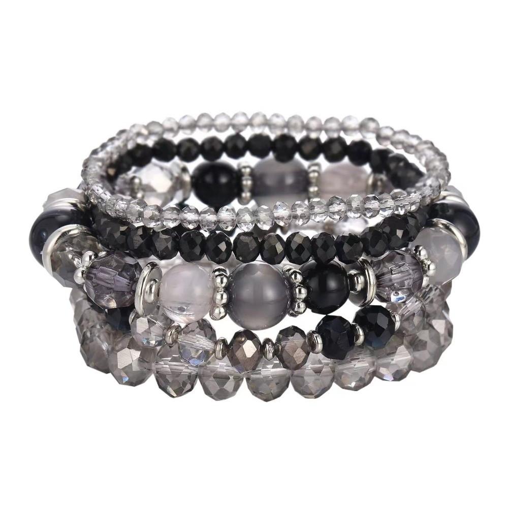 Glass Bead Layered Bracelet Faceted Multi-Strand Bracelet Retro Stackable Bracelet Vacation