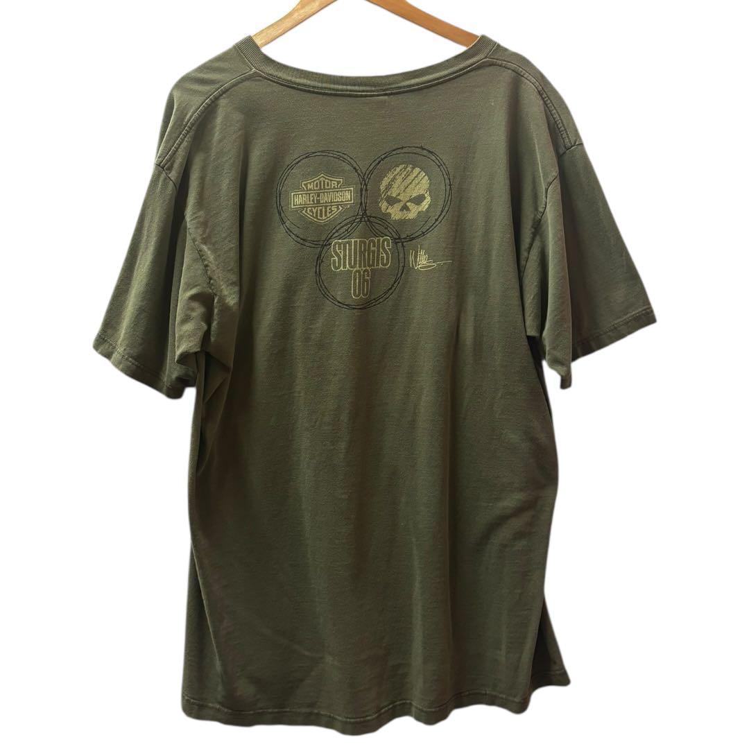 

[USED] Vintage Harley-Davidson Skull T-Shirt, Khaki, Double-Sided