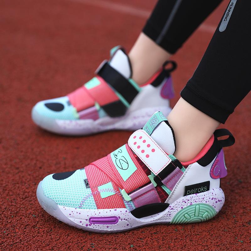 Children's Basketball Shoes Spring and Summer New Sports Shock Absorption Running Breathable Boys' Shoes Popular Middle and Older Children's Casual Sh