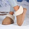 Damen Slip-On Winter Schneestiefel mit Strasssteinen Dicke Sohle Langes Plüsch Warm Baumwollschuhe Damen Flauschiges Fell Plateau Stiefeletten