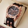 New Multi-Function Chronograph Calendar Sports Silicone Watch Fake Three-Eye Large Plate Domineering Business Quartz Watch